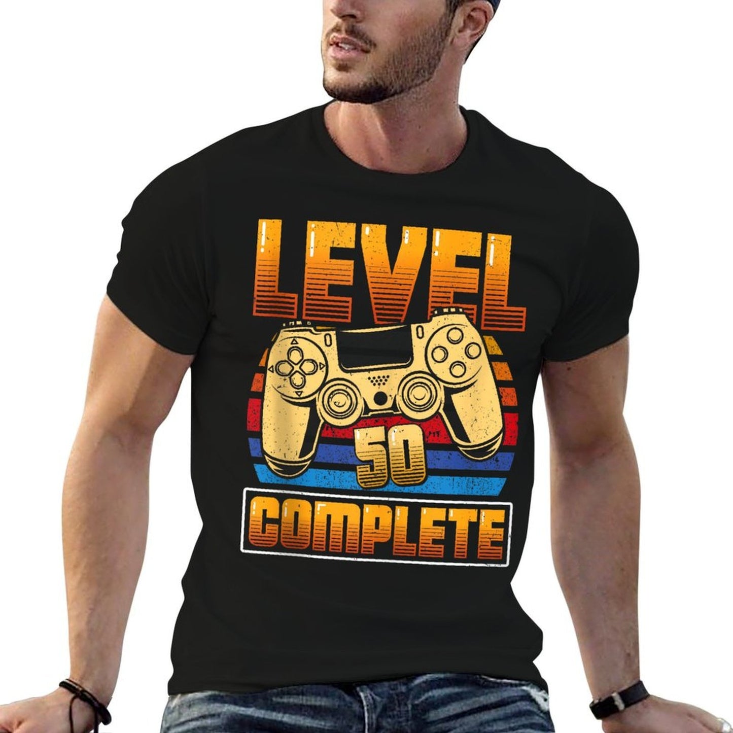 50th Birthday LEVEL 50 COMPLETE 50 Years Retro  Moisture-wicking T-Shirt
