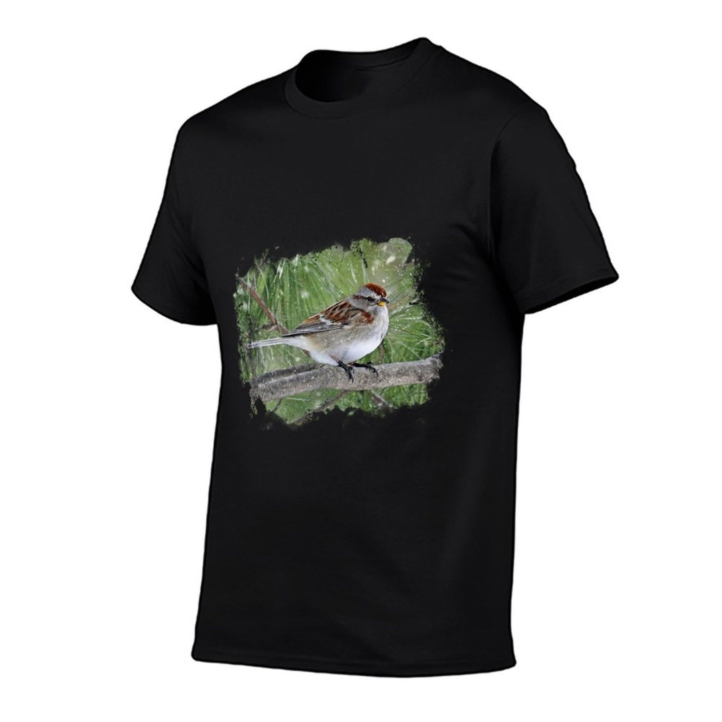Winter Sparrow Bird on Branch Landscape Bird Watching  Odor-resistant T-Shirt