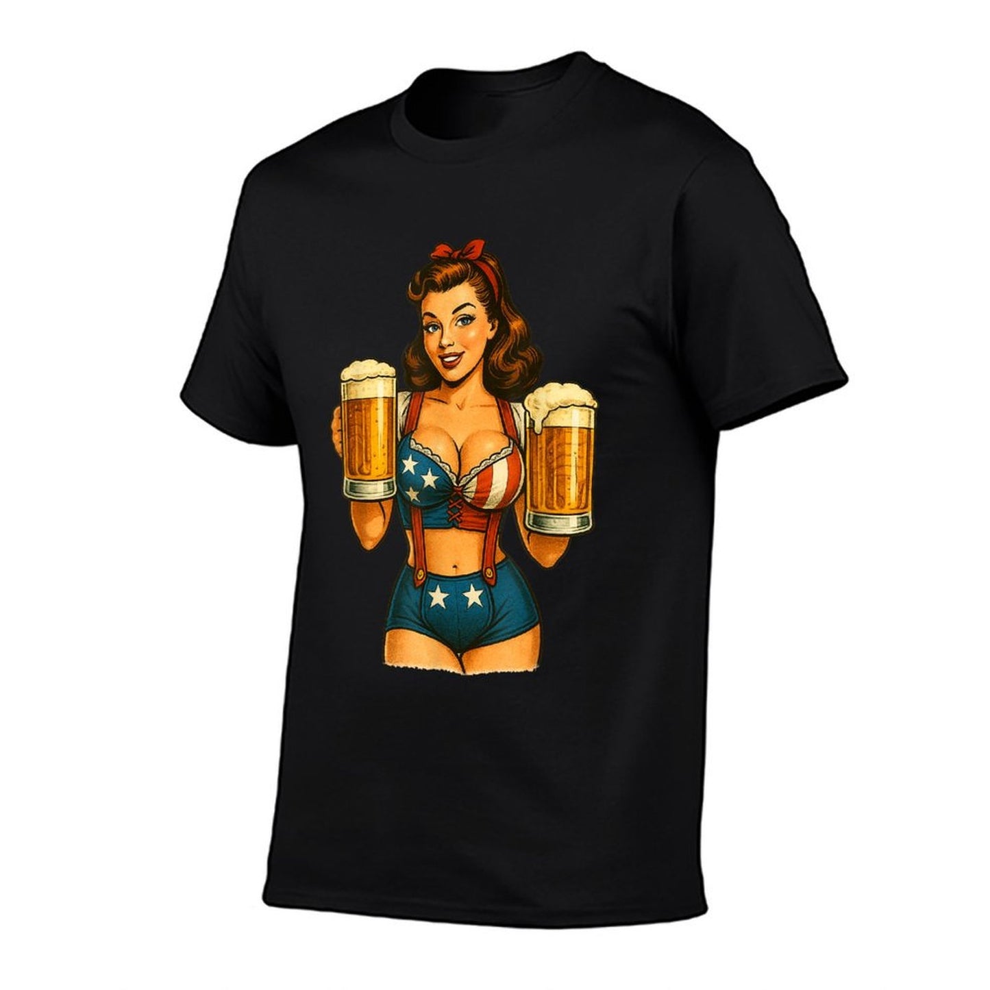 USA Patriotic Pinup Girl Classic 4th of July Celebration  Slim-fit Cut T-Shirt