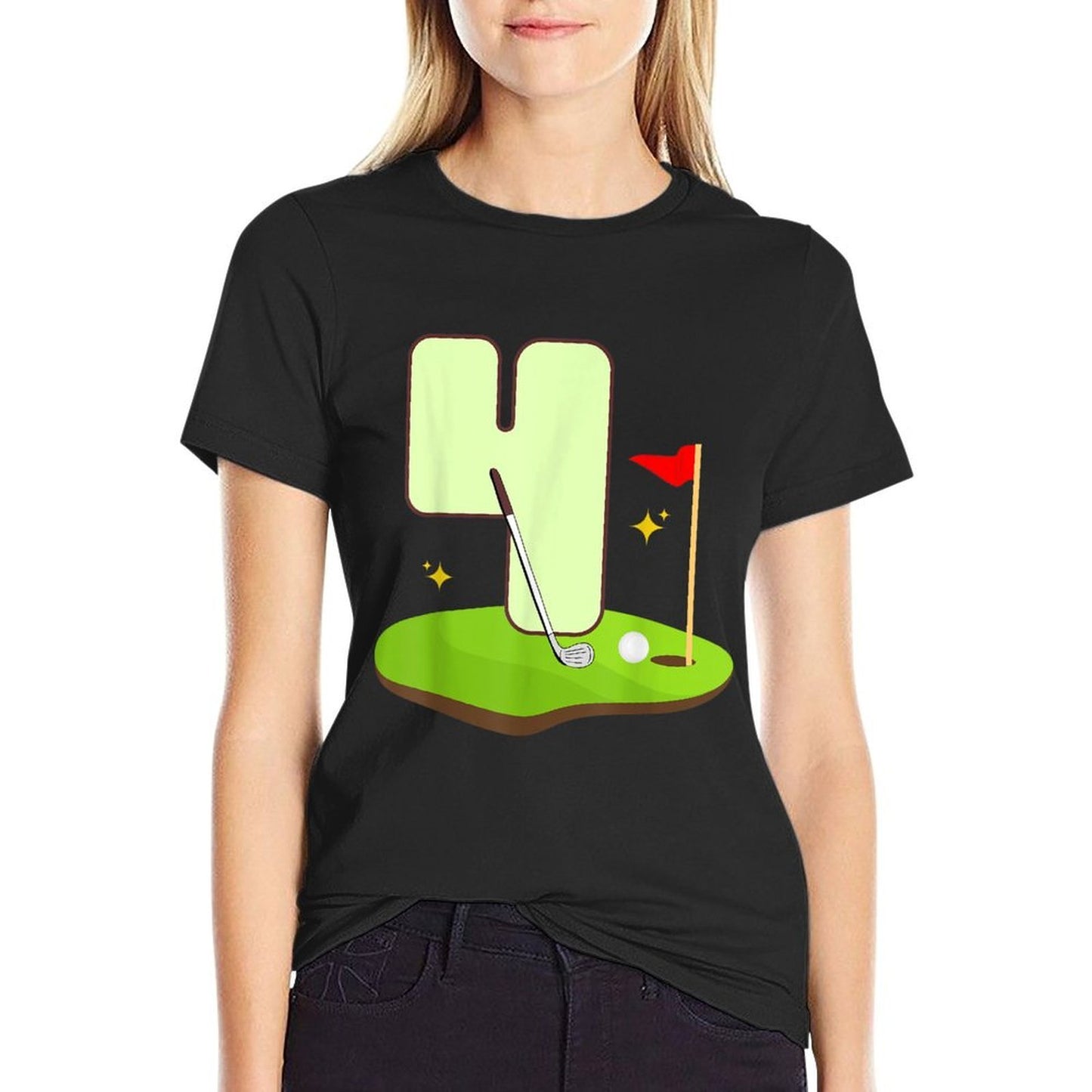 4th Golf Birthday Golfer 4 Years Old Bday Party Kids Boys  Rolled Sleeves T-Shirt