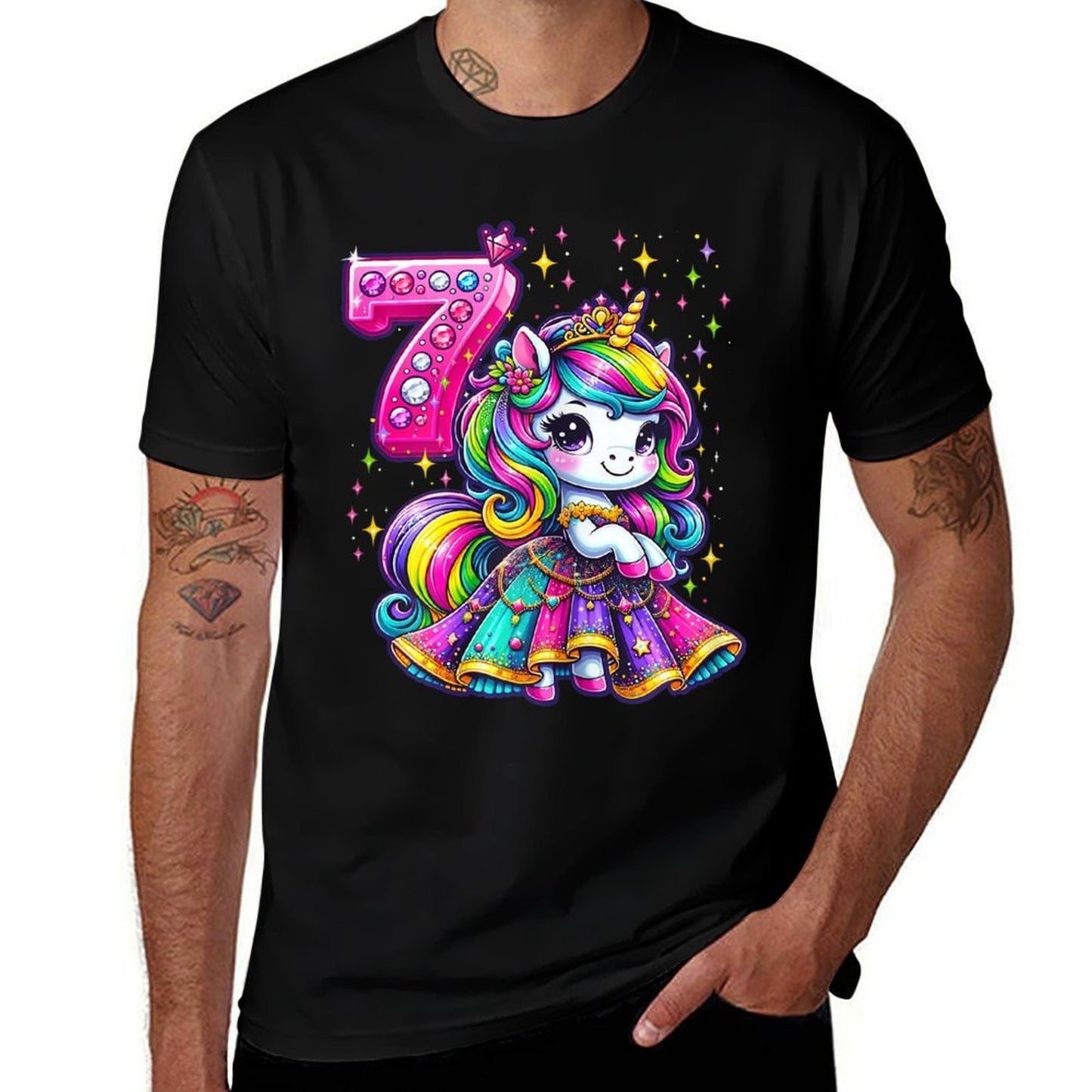 Unicorn Princess 7th Birthday 7 Year Old Party Girls Outfit  Affordable Price T-Shirt