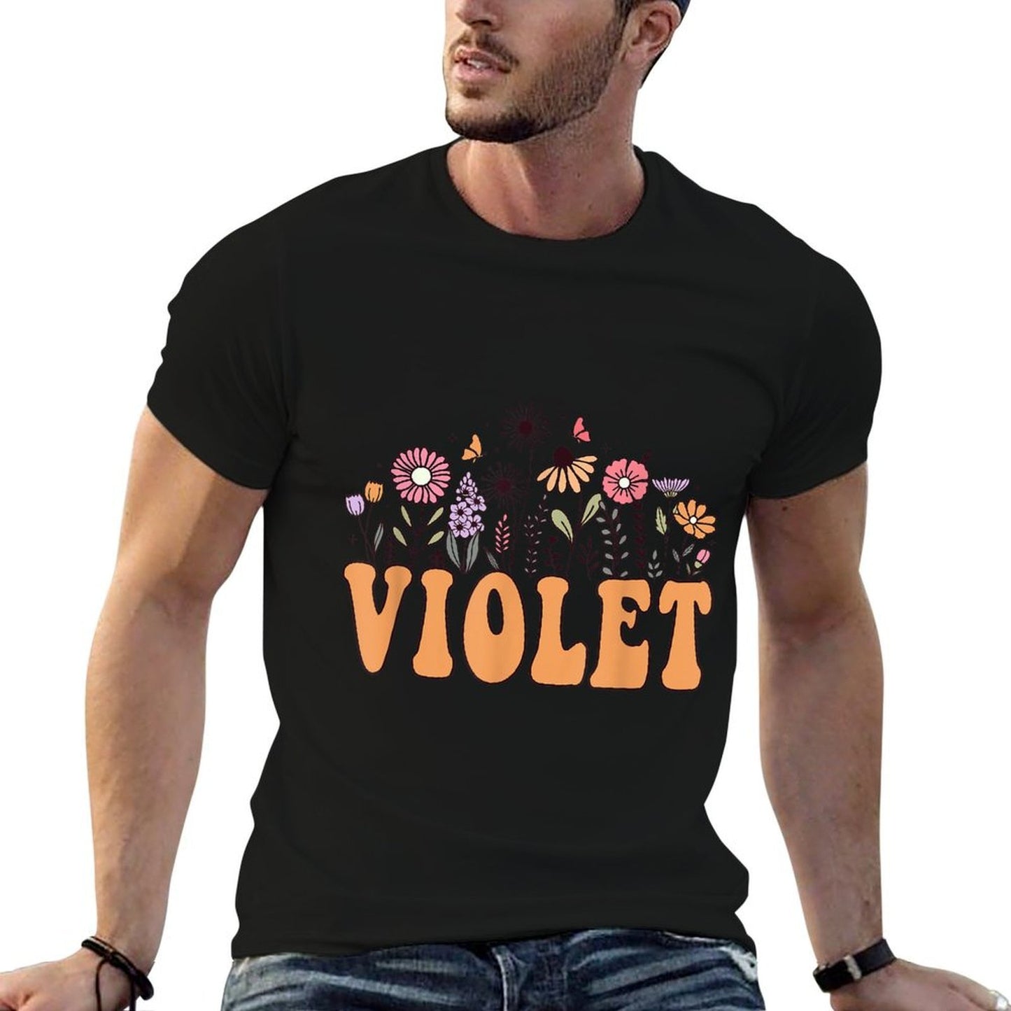 Violet Summer Flower Wildflower Kids Toddler Girls  Polyester Blend T-Shirt