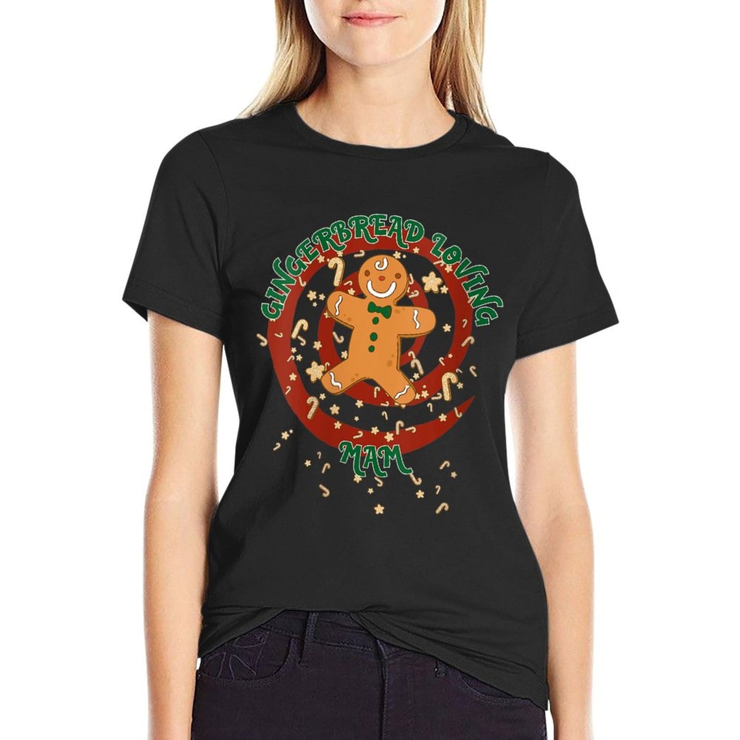 Womens Mam Family Cute Gingerbread Funny Christmas  Eco-friendly Material T-Shirt