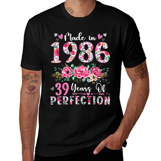 39 Year Old Made In 1986 Floral 39th Birthday Women  Slim-fit Cut T-Shirt