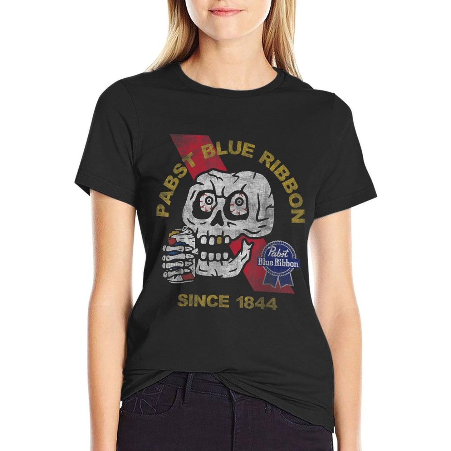 Weathered Pabst Beer Skull Since 1844  Moisture-wicking T-Shirt