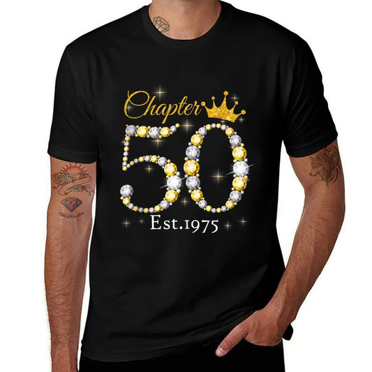 Womens Chapter 50 EST 1975 50 Years Old 50th Birthday Queen  Moisture-wicking T-Shirt