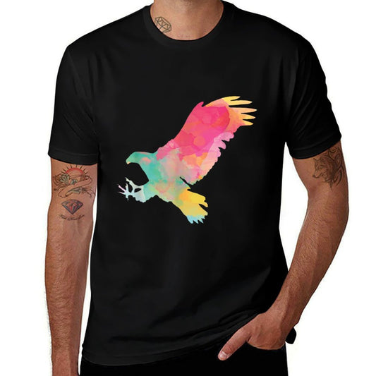 Watercolor Flying Hawk Colorful Birders Bird Watching  Moisture-wicking T-Shirt
