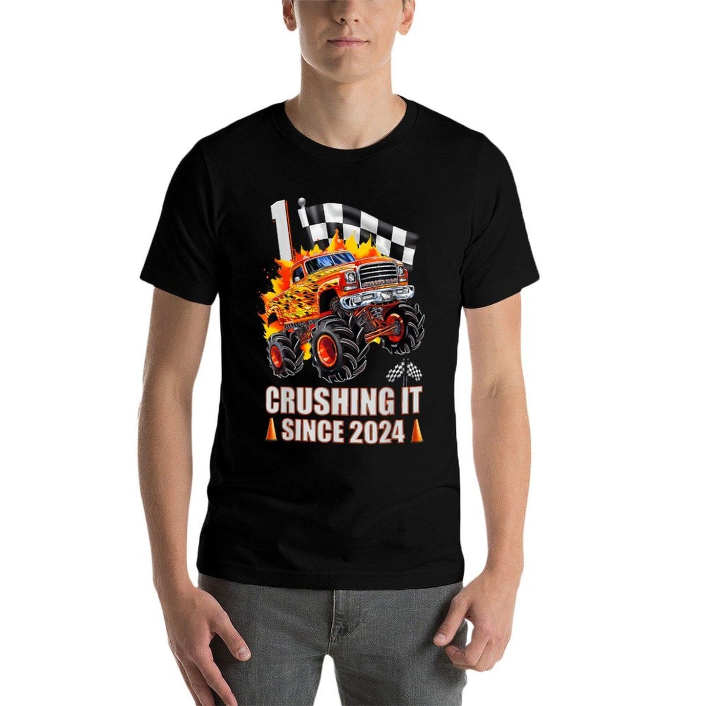 1 Crushing It Since 2024 1st Birthday Monster Truck Kids  Moisture-wicking T-Shirt