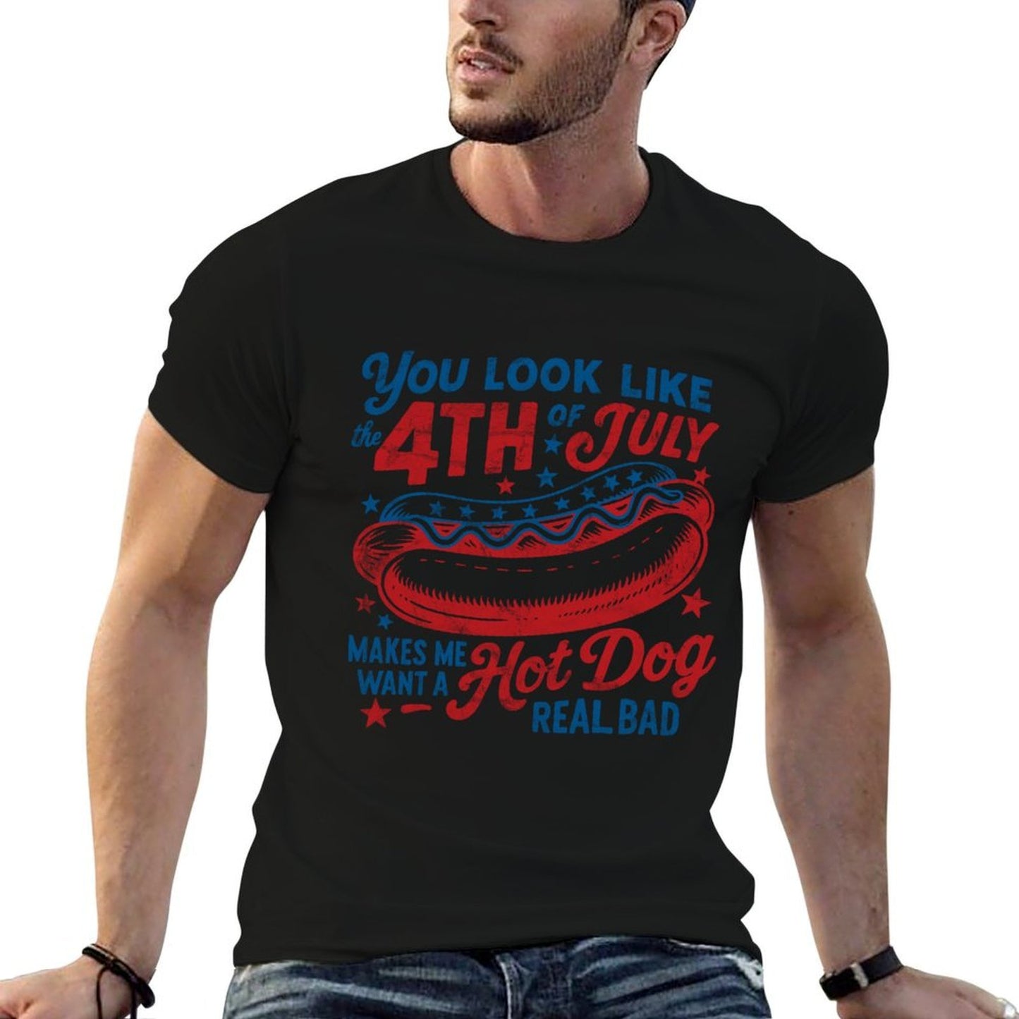 You Look Like The 4th Of July Hot Dog American Men Women Kid  Odor-resistant T-Shirt