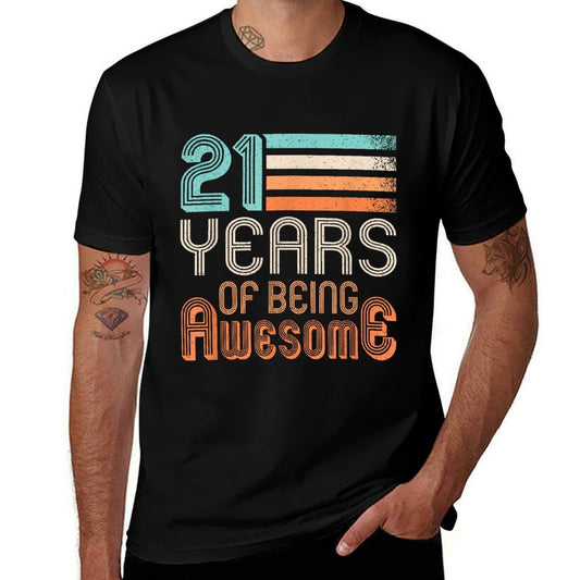 21 Years Of Being Awesome 21 Years Old 21st Birthday Retro  Cotton T-Shirt
