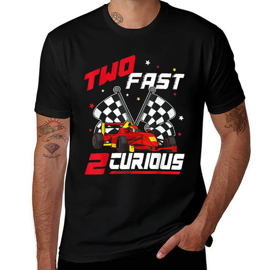 Two Fast 2 Curious Racing 2nd Birthday Pit Crew 2yr Year Old  Polyester Blend T-Shirt