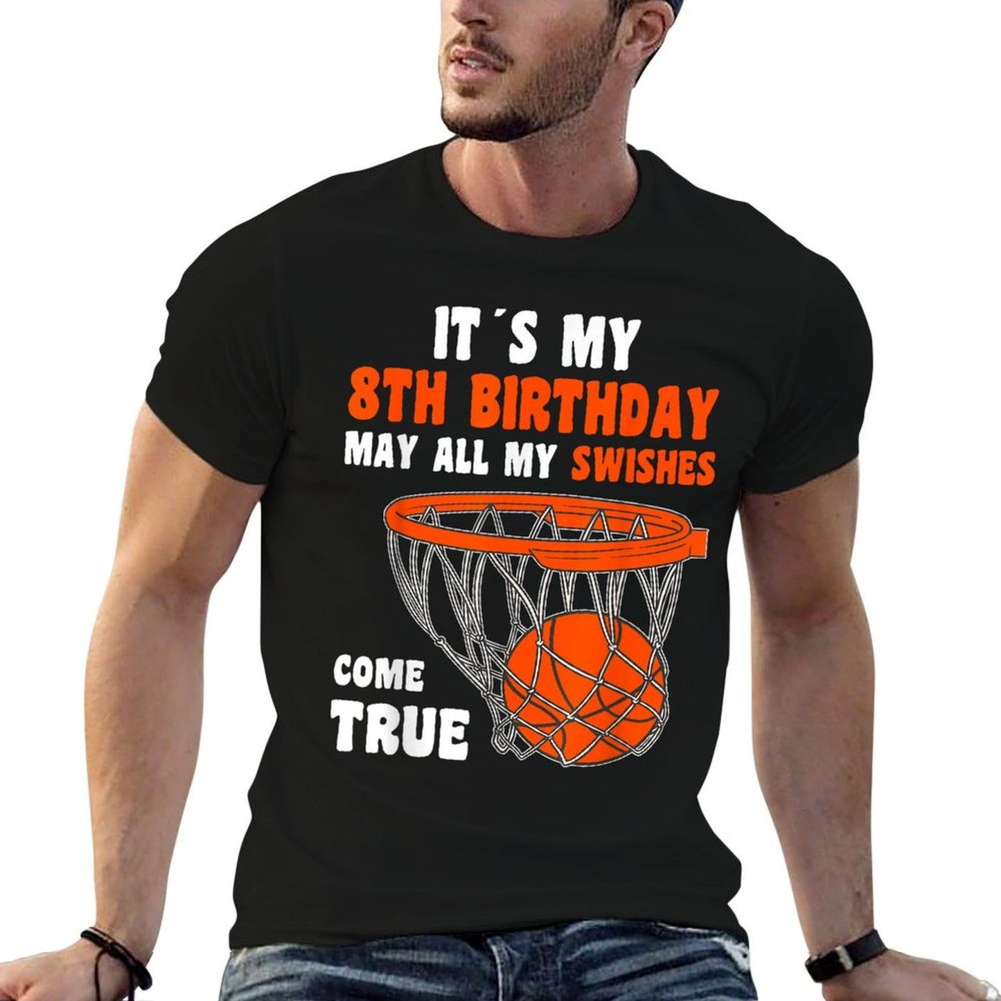 8 Year Old Happy 8th Birthday Basketball 8th Birthday  Affordable Price T-Shirt