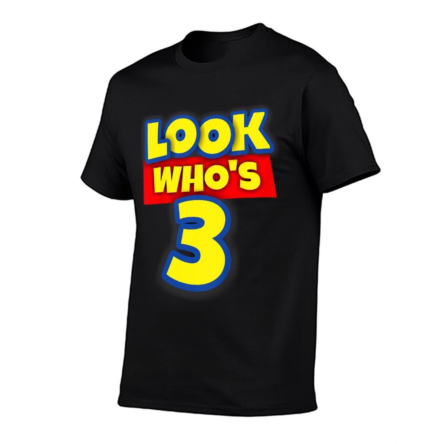 3 Year Old Birthday Party Theme Boys Girls Look Who's 3  Tagless Design T-Shirt