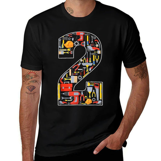 2nd Birthday Construction Building Tools Kids 2 Year Old  Polyester Blend T-Shirt