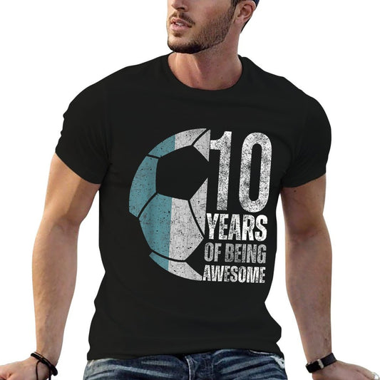 10 Years Of Being Awesome Soccer 10th Birthday  Vintage-inspired T-Shirt