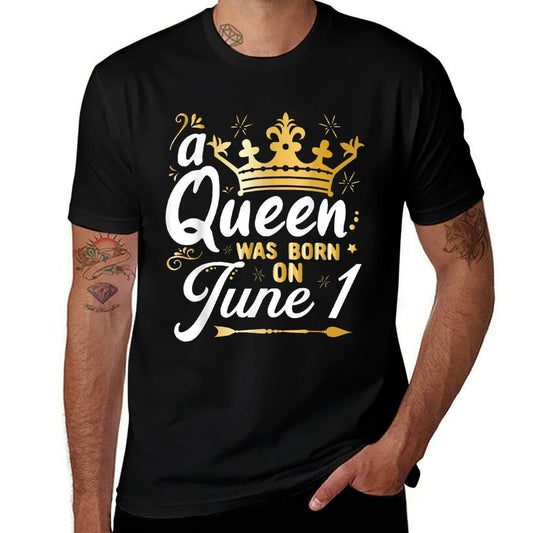 A Queen Was Born on June 1, Cute Girly June 1st Birthday  Eco-friendly Material T-Shirt
