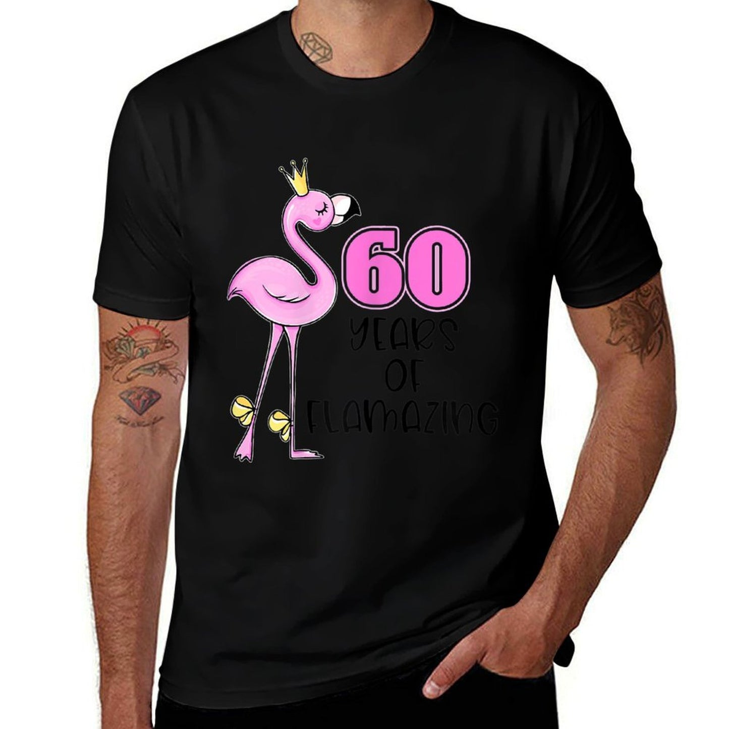 Womens 60 Years Of Flamazing Flamingo Design Beach 60th Birthday  Heathered Texture T-Shirt