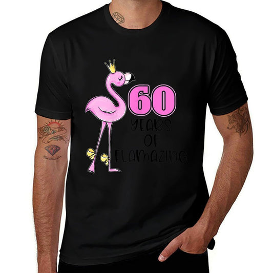Womens 60 Years Of Flamazing Flamingo Design Beach 60th Birthday  Heathered Texture T-Shirt