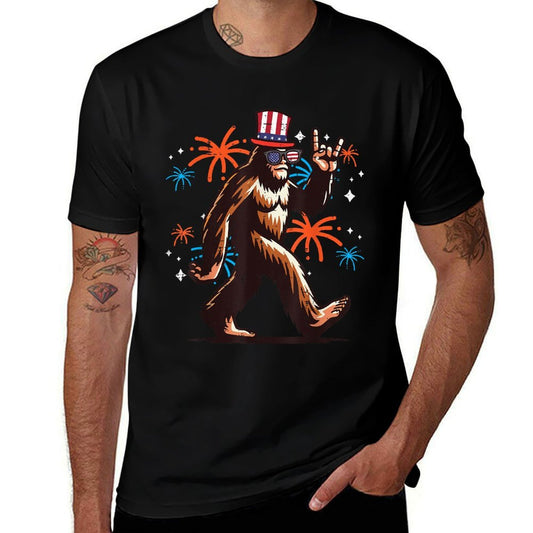 4th Of July Bigfoot Rocker Sasquatch Rock Men Boys Kids  Eco-friendly Material T-Shirt