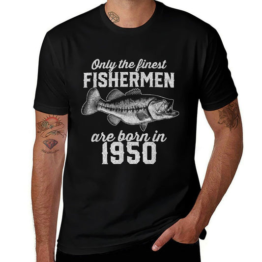 75 Year Old Fisherman Fishing 1950 75th Birthday  Cotton T-Shirt