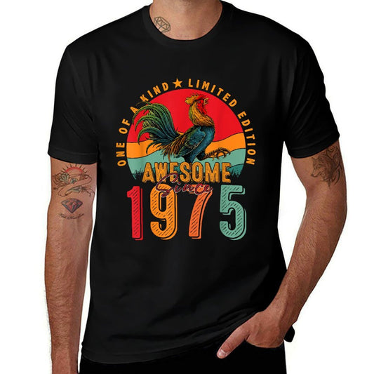 50th Birthday Chicken Awesome Since 1975 Farmer 50 Years Old  Oversized Silhouette T-Shirt