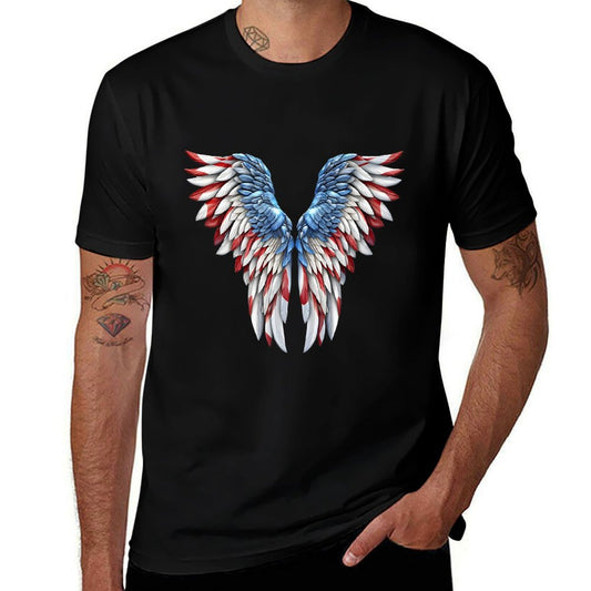 Veterans Day, 4th of July Patriotic Wings Angel Usa Flag Premium  Wrinkle-resistant T-Shirt
