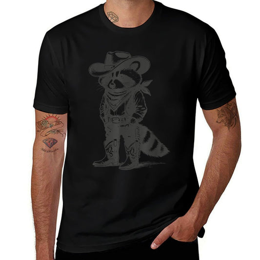 Vintage Raccoon Cowboy Cowgirl Trash Panda Western Country  Fade-proof Color T-Shirt
