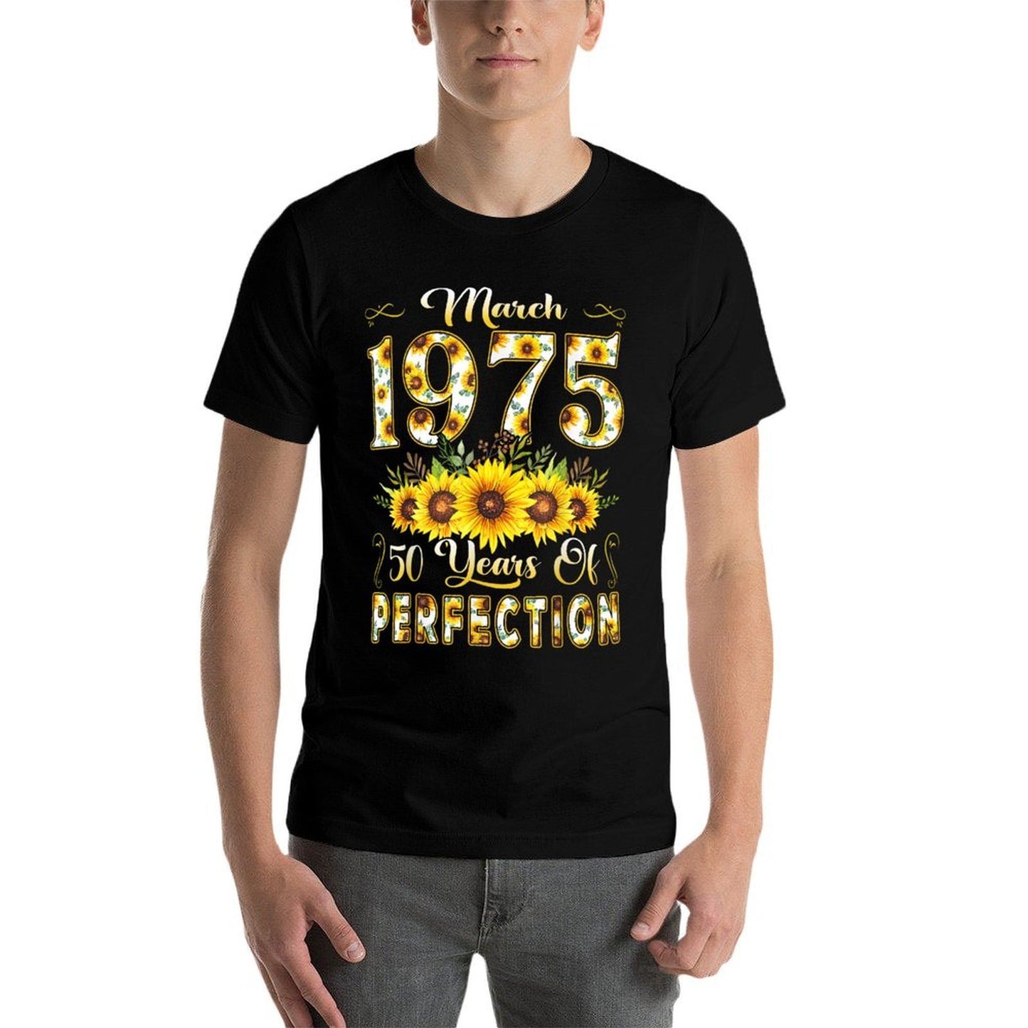 50 Year Old March 1975 Sunflower 50th Birthday Girl Women  Tagless Design T-Shirt