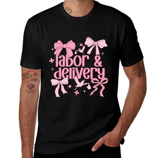 Women Labor And Delivery Nurse Grad Coquette Pink Bow Ribbon  Soft T-Shirt