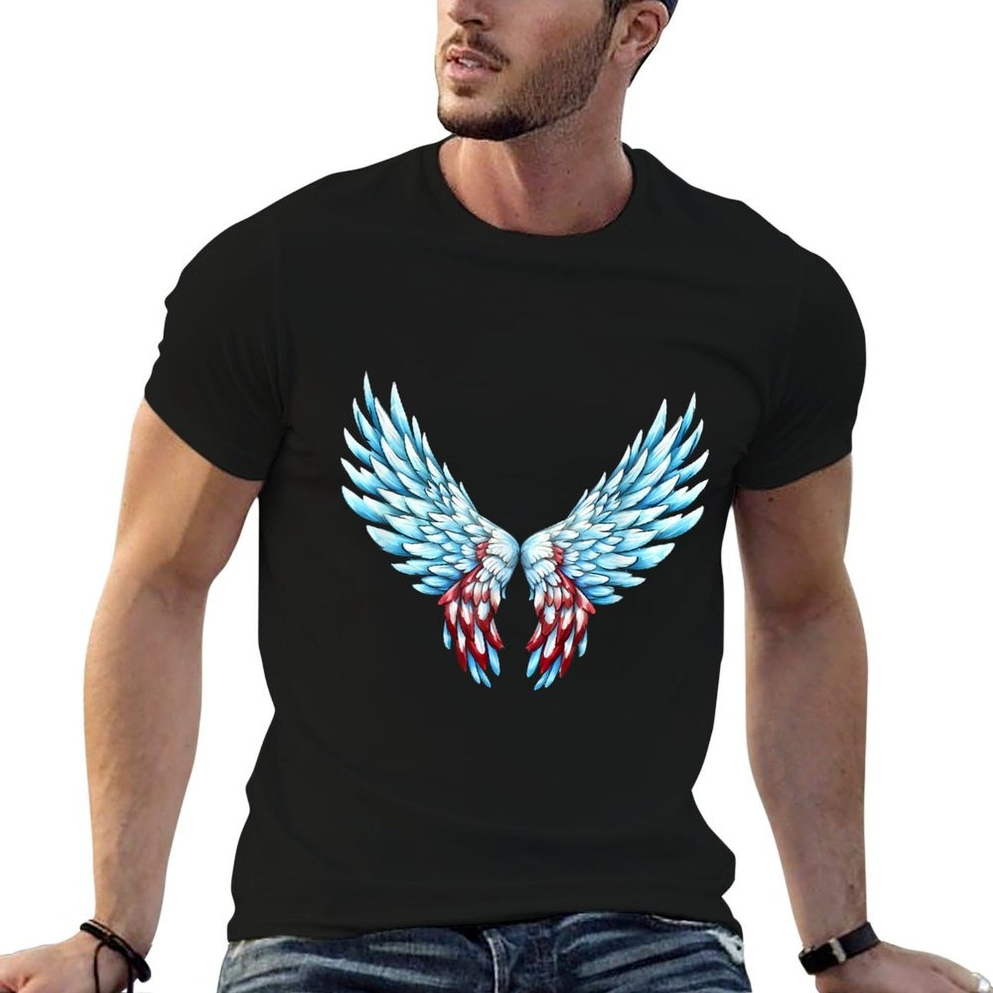 Veterans Day, 4th of July Patriotic Wings Angel Usa Flag  Durable T-Shirt