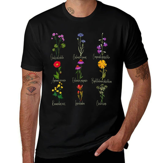 Vintage Botanical Chart Wildflower Floral Graphics Women  Lightweight T-Shirt