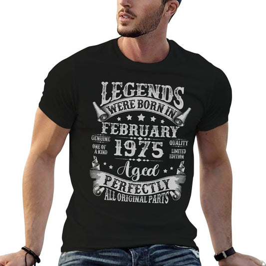 50 Year Old Legend Since February 1975 50th Birthday Men Dad  Tagless Design T-Shirt