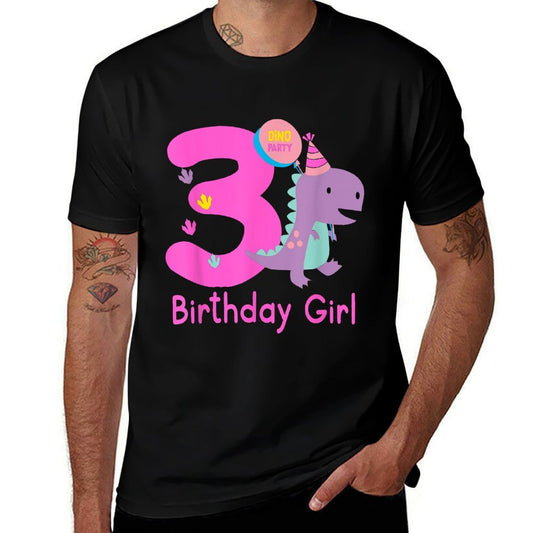 3rd Birthday Dinosaur Girl T-Rex Matching Family Party Three  Oversized Silhouette T-Shirt