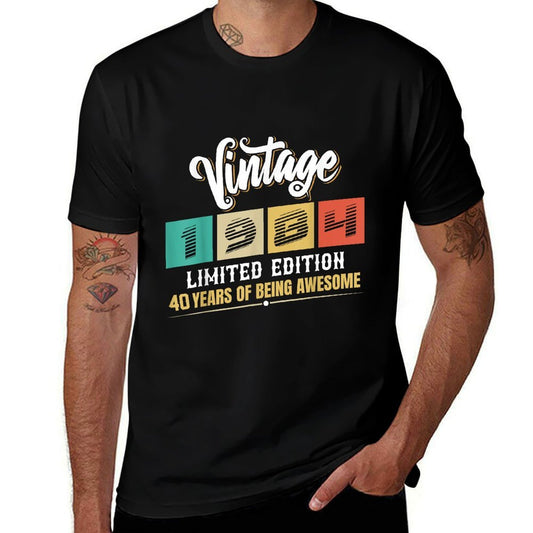 40 Years Old 1984 Funny Original Parts Vintage 40th Birthday  High-quality Stitching T-Shirt