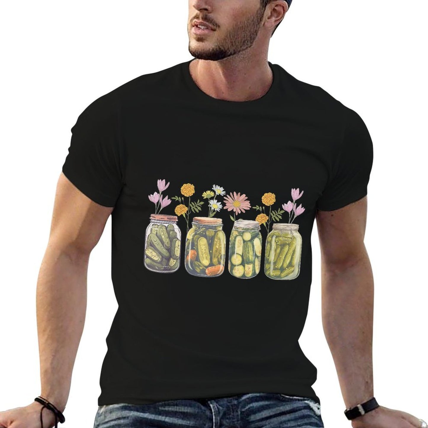 Vintage Canned Pickles Wildflower Canning Season Pickle Jar  Graphic-printed T-Shirt