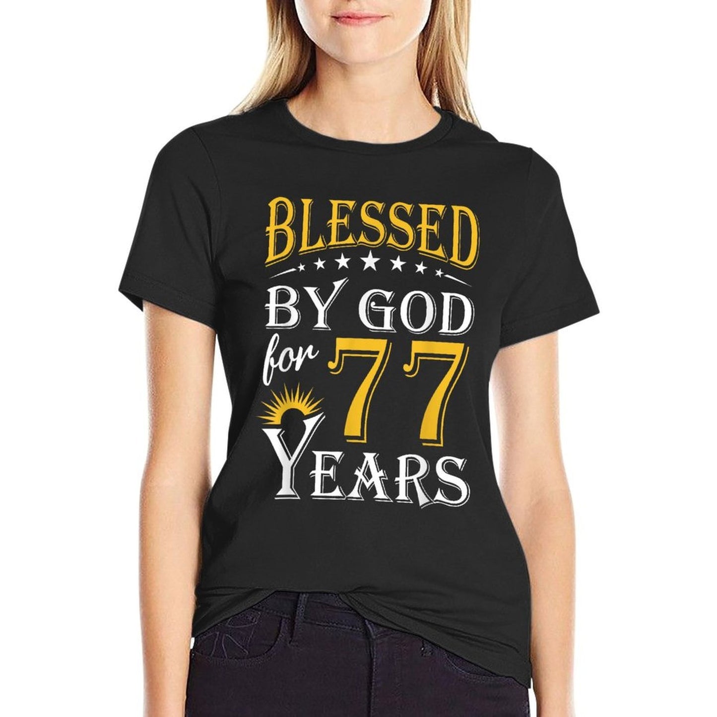 Vintage Blessed by God for 77 Years Happy 77th Birthday  Easy-care T-Shirt