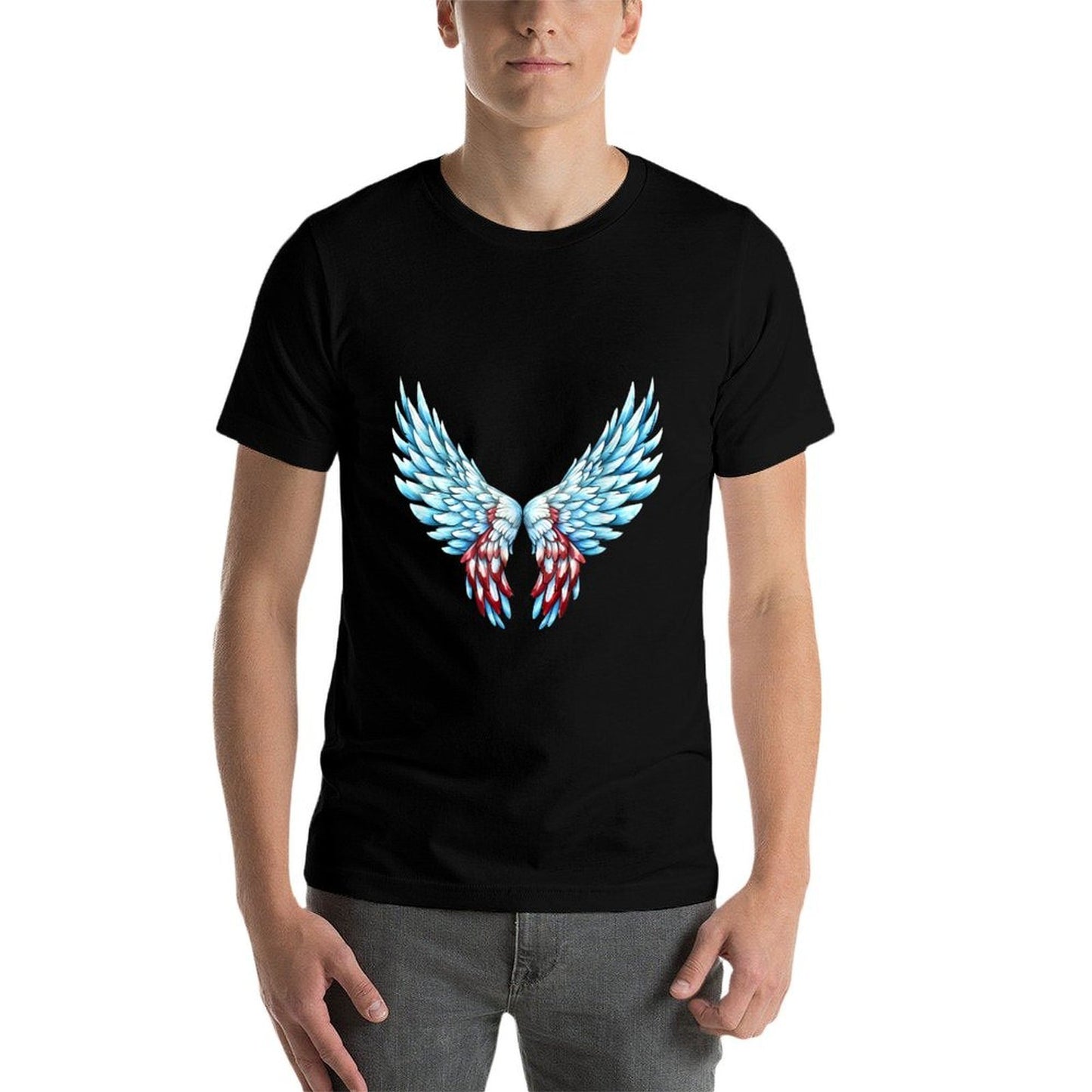 Veterans Day, 4th of July Patriotic Wings Angel Usa Flag  Durable T-Shirt