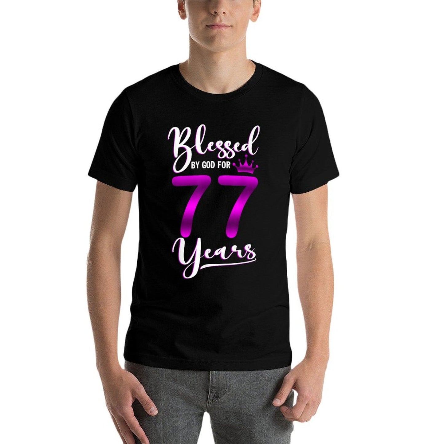 Vintage Blessed by God For 77 Years Old Happy 77th Birthday  Trendy Pattern T-Shirt