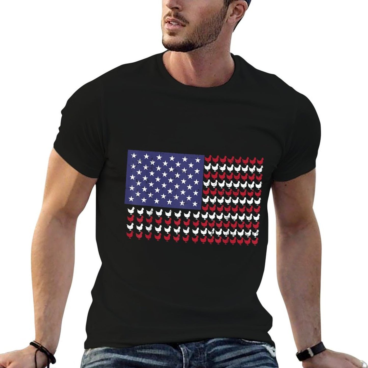 4th Of July US Chickens Farm Patriotic Men Women Kids  Quick-drying T-Shirt