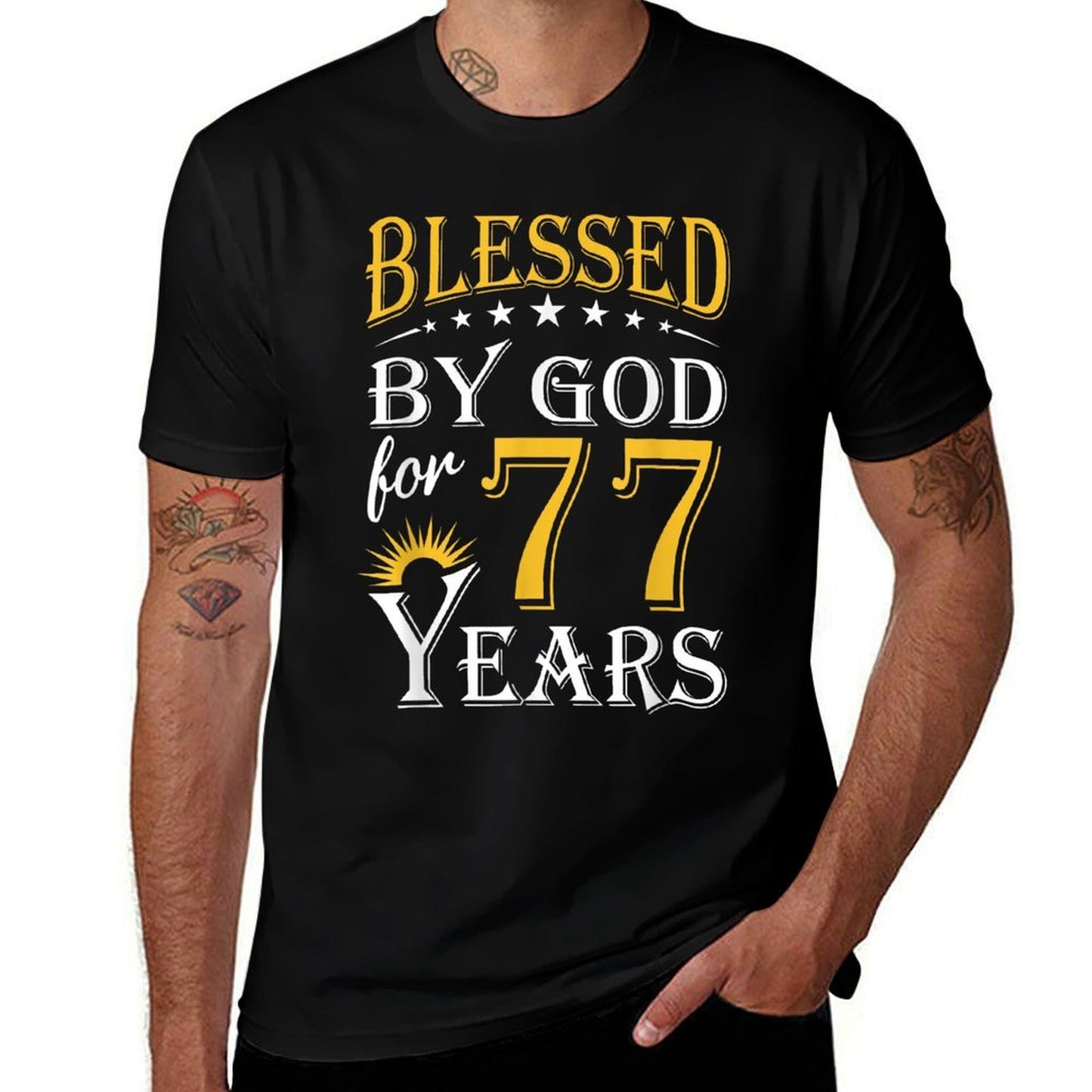 Vintage Blessed by God for 77 Years Happy 77th Birthday  Easy-care T-Shirt
