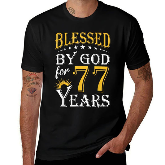 Vintage Blessed by God for 77 Years Happy 77th Birthday  Easy-care T-Shirt