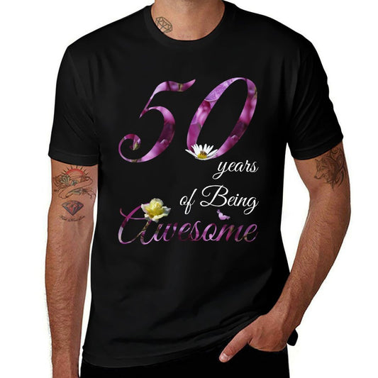 50 Year Old Awesome Floral 1973 50th Birthday Gift  Wrinkle-resistant T-Shirt