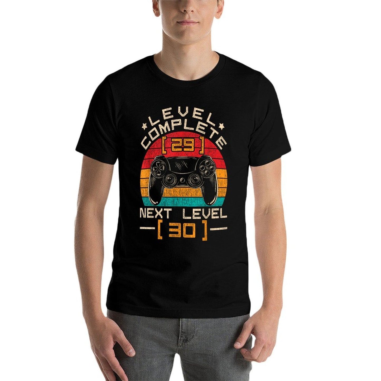 Vintage Level Complete Next Level 30 Bday 30th Birthday  Ribbed Collar T-Shirt