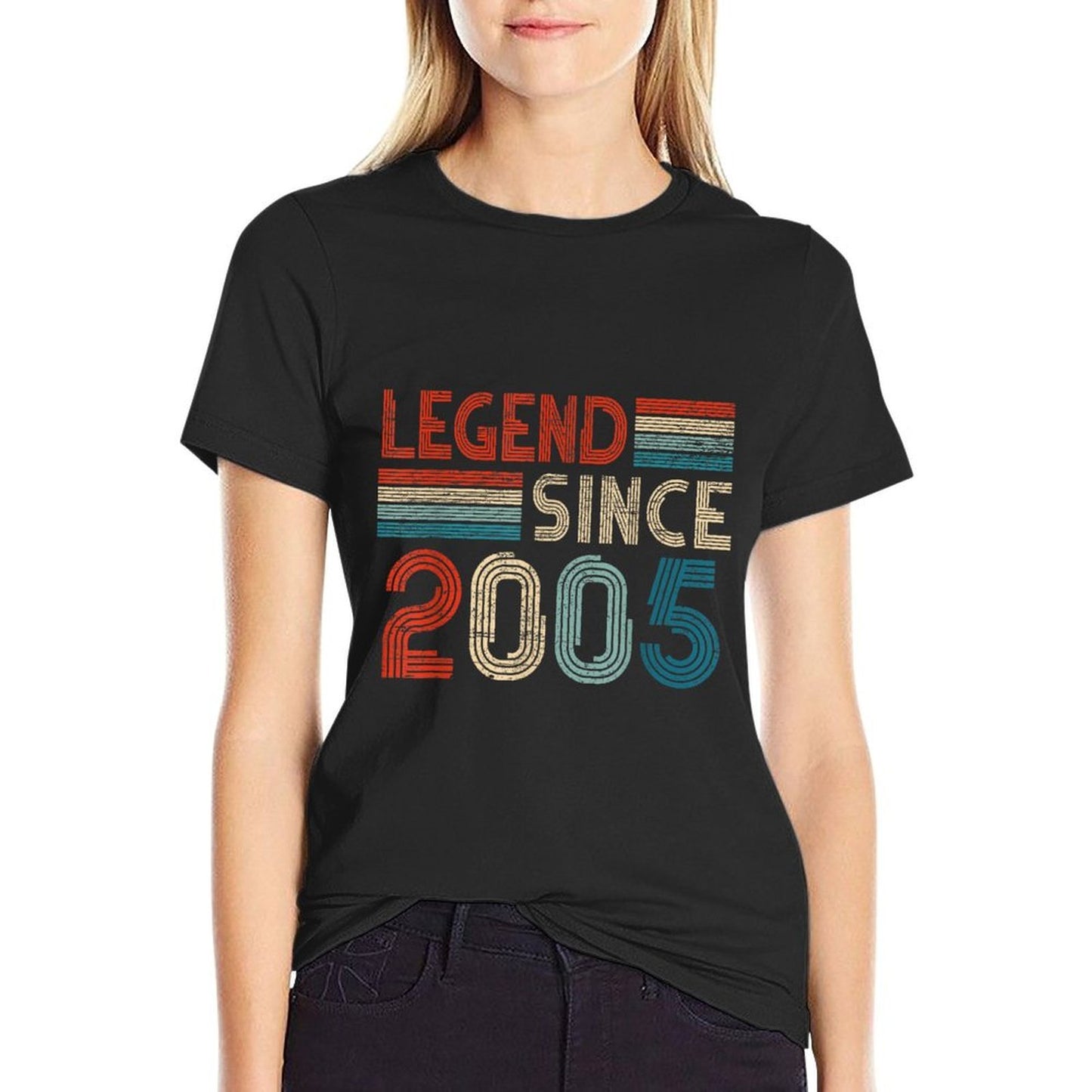 20 Birthday Gifts Legend Since 2005 Vintage Limited Edition  Ribbed Collar T-Shirt