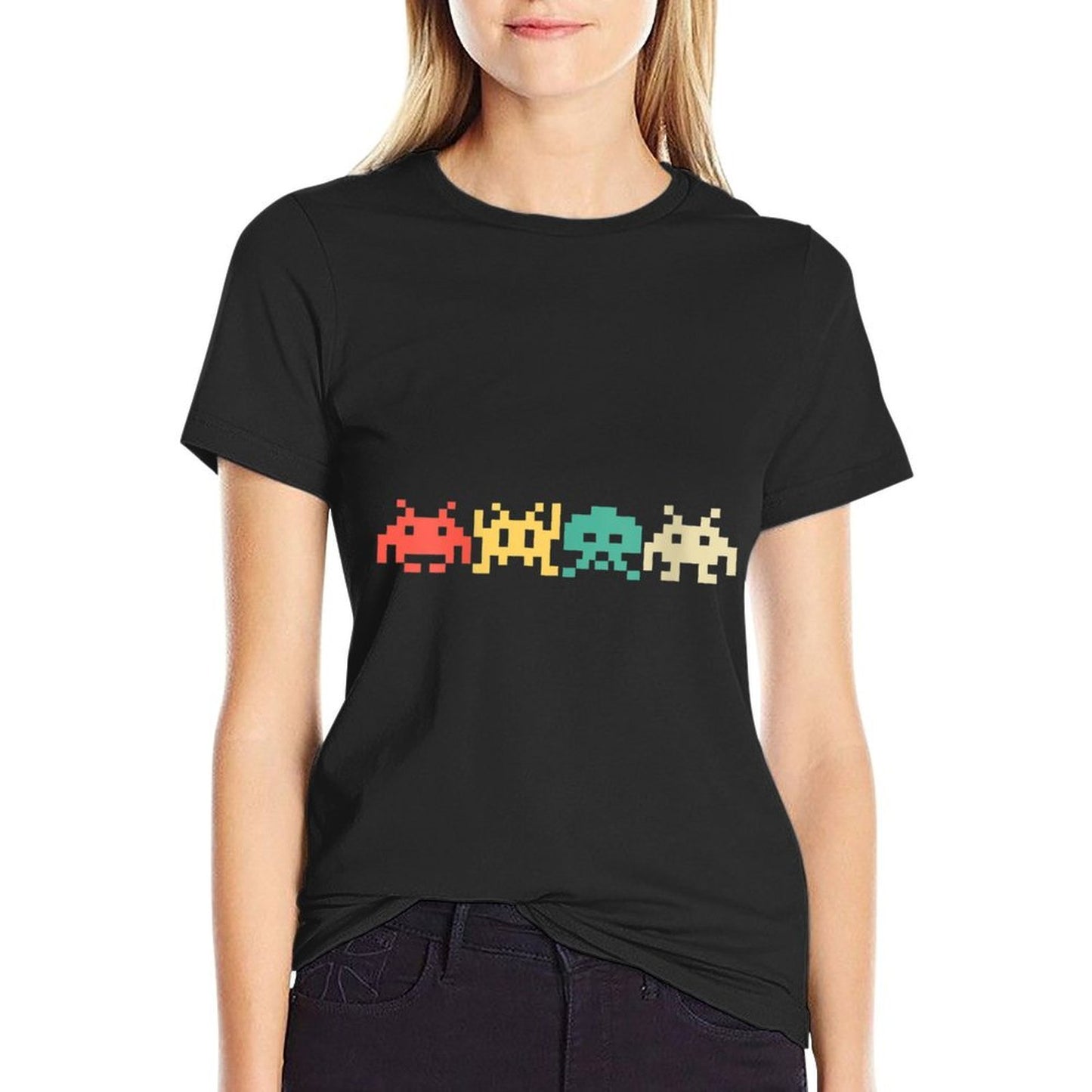 Womens 80s Video Game Vintage Retro Arcade  Heathered Texture T-Shirt