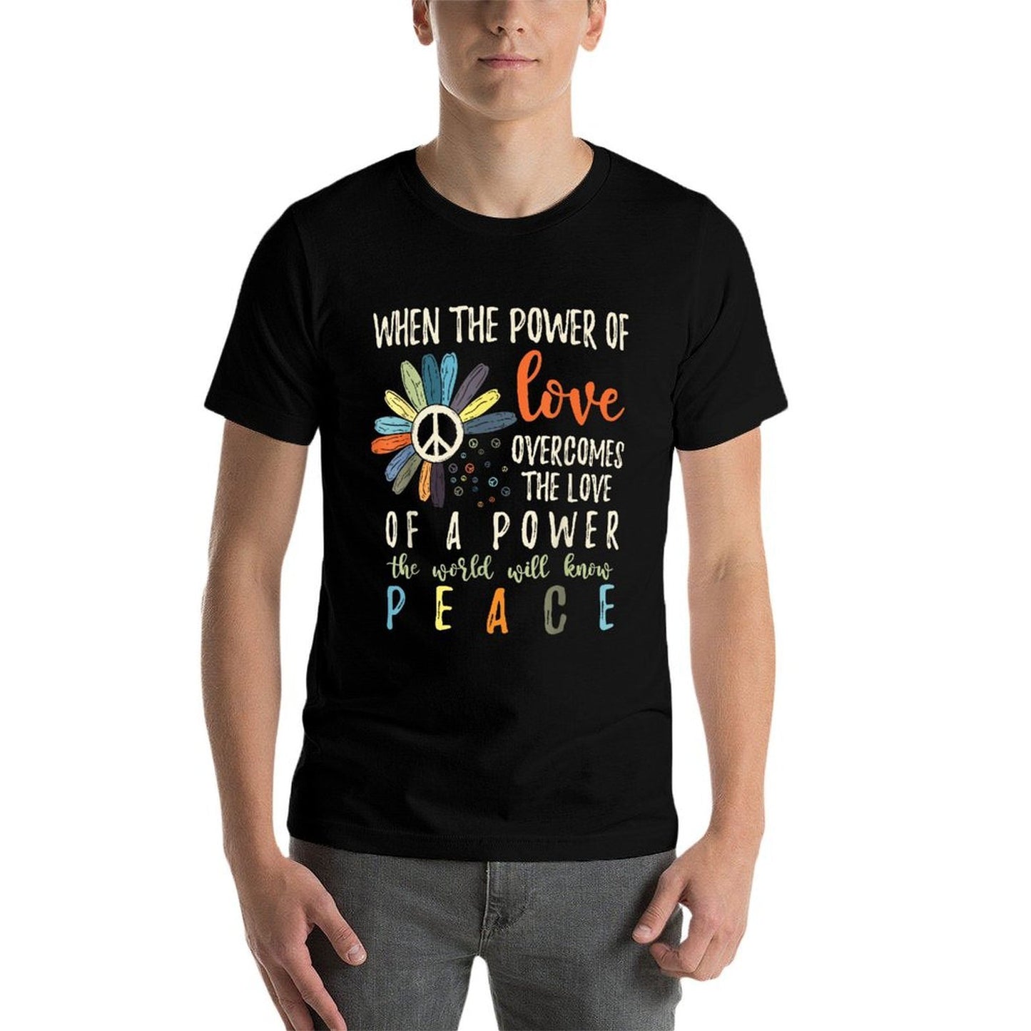 When The Power Of Love Overcomes The Love Of Power Flowers  Oversized Silhouette T-Shirt