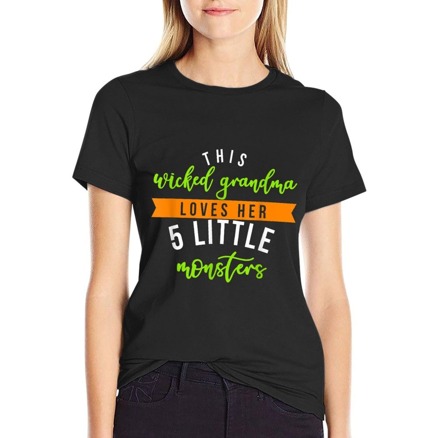 Wicked Grandma 5 Monsters Shirt Halloween Family  Easy-care T-Shirt