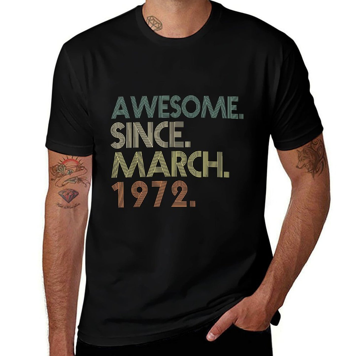 50th Birthday 50 Years Old Awesome Since March 1972  High-quality Stitching T-Shirt