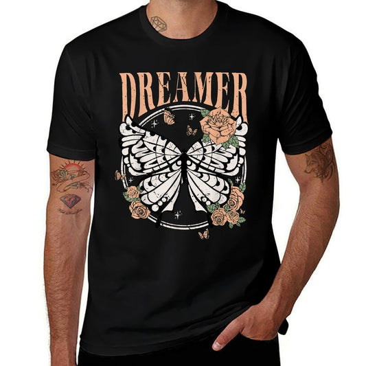 Vintage Retro Dreamer Butterfly 80's 90's Style Lover Gift  Rolled Sleeves T-Shirt