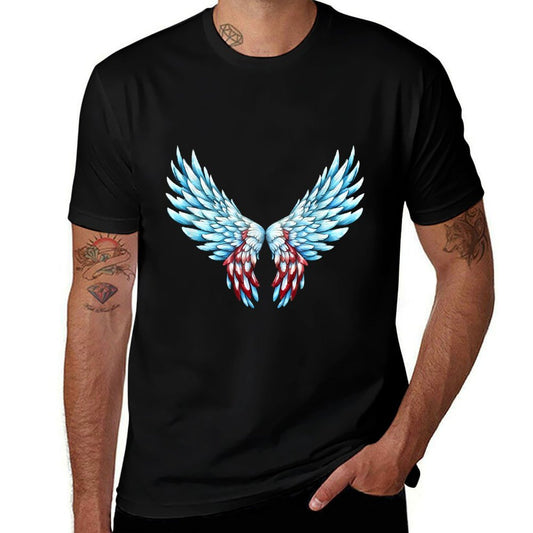 Veterans Day, 4th of July Patriotic Wings Angel Usa Flag  Durable T-Shirt